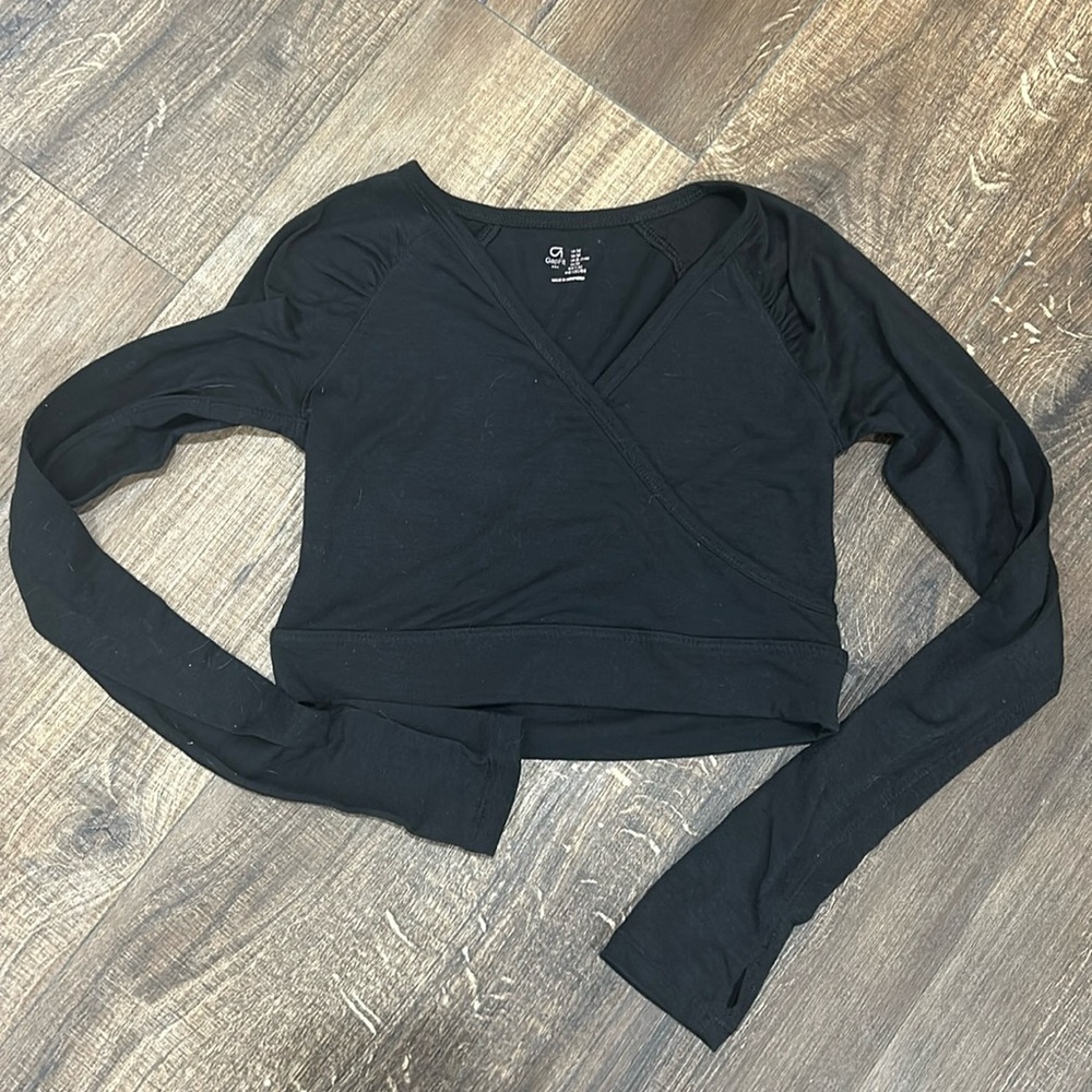 Gap Fit Girls Faux Wrap Crop Long Sleeve